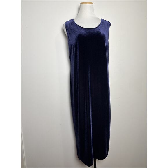 Vintage 90s R&M Richards Purple Velvet Midi Dress Size 14 P Fairy Goth Romantic - Picture 1 of 7